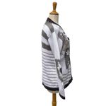 VTG Storybook Knits Cardigan Sweater Med White Ramie Floral Button Grandmacore Photo 5