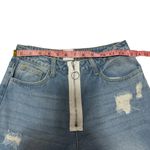 Princess Polly Mabel Front Zipper Distressed Shark Bite Hem Blue Skinny Jeans Photo 5