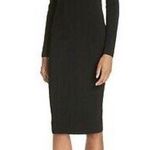Vince  knit ribbed bodycon V-neck midi dress in black Photo 0