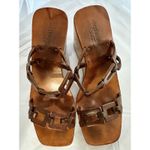 Vintage Stephane Kelian Brown Leather And Wood Platform Wedge Sandals Sz 9.5 Photo 6