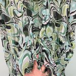 Elementz Vtg Y2K Women's Green & Grey Graphics Ruffles Tie Front Blouse Size 2X Photo 7