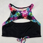 Neontide Black Floral Sports Bra Cutout Active Bikini Bralette Swim Top S Small Photo 0