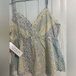 Floral Patchwork Spaghetti Strap Top Blue Size M Photo 5