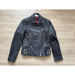 ALLSAINTS $650  Women’s Quilted Lamb Leather Jacket Black ARMSTAD BIKER Size US 4 Photo 2