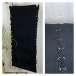 Alice + Olivia Women's Black Knit Straight Side Tie Midi Skirt S Photo 1