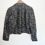 Doncaster  Black And Gold Floral Cropped Button Blazer With Shoulder Pads Photo 9