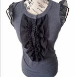 Theory  Women’s Grey Black Ruffle Tank Top Sleeveless Pullover Slim Fit Grunge S Photo 3