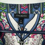 Talbots size 6 100% silk long sleeve blouse top shirt blue green pink white Photo 2