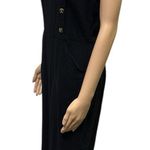 Orange Creek Linen Blend  Black Button Accent Sleeveless Back Slit Midi Dress M Photo 3