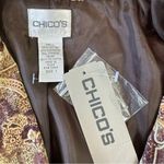 Chico's Chico’s Paisley Boho Jacket Chocolate Brown Satin Button Front Blazer Size 1/Med Photo 10