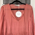 SheIn BRAND NEW Rusttydustty Swiss Dot Tie Neck Lantern Sleeve Peplum Blouse Size 0XL Photo 2