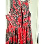 HALSTON Black Red Cherry Floral Print Sheer Sleeveless Tulle Full Skirt Dress 10 Photo 4