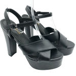 Chase + Chloe Ford Platform Block Heels Faux Leather Ankle Strap Black 8.5 Photo 0