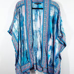 Tolani ‎ blue bohemian art to wear printed kimono women’s size L Photo 0