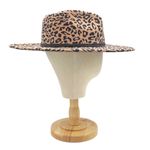 NWT Olive & Pique Leopard Print Wool Wide Brim Fedora Hat Tan Black Boho Fall Brown Photo 8