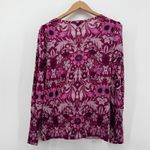 Talbots Womens 100% Merino Wool Long Puff Sleeve Floral Print Sweater Large Photo 5