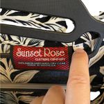 Vintage Sunset Rose Black White Tropical Hawaiian wood Button Up vacation Shirt Size L Photo 1