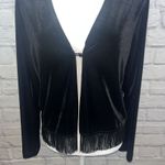 My Michelle  Black Velvet Long Sleeve Fringe Evening Dressy Goth Cardigan Large Photo 1