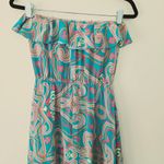 Amanda Uprichard  Paisley Strapless Ruffle Faux Wrap Blue Dress Women's Size S Photo 6