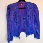 Vintage 80s Size 13/14 Cachet by Bari Protas Lace Embellished Victorian Jacket Purple Photo 3
