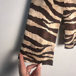 Talbots Brown and Cream Blazer with Animal Print Silk Cotton Blend Career Modern Photo 5