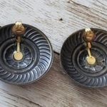 Vintage Clip On Earrings Dark Bronze & Plum Circle Statement 1.5" Photo 3