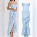 House Of CB NWOT House‎ of Cb Gabbi Blue Ice water Ruffle front Mesh Cocktail Dress sz M Photo 4