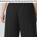 Halara High Waisted Drawstring Linen Wide Leg Black Plus Size Pants Pockets 1X New NWT Photo 1