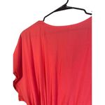 Ekouaer  Pink V-Neck Short Sleeve Elastic Waist Drawstring Dress Women Sz L Photo 8