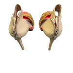 Vince Camuto  Canaday Heels Womens 8 Hot Pink Beige Cork Peep Toe Stiletto Retro Photo 6