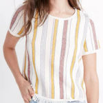 Madewell Women’s Blakley Stripe Sweater Knit Tee Top Pearl Ivory Multicolor 2X Photo 0