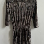 Evereve  Peyton Jensen Black and Tan Pattern Dress Boat Neck Elastic Waist XS Photo 0