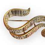 Oscar de la Renta  Vintage Rhinestone Baguette Goldtone Brooch Pin Photo 1