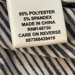 Elle  Women's Shift Dress Cold Shoulder Short Sleeve Striped Midi Large Navy Blue Photo 6