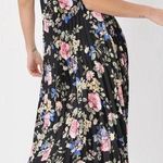 Lulus Radiant Drama Black Floral Print Pleated Halter Mid Dress Photo 2