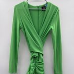Solace London  Lorena Midi Long Sleeve Draped Dress in Bright Green Sz 6 US‎ Photo 3