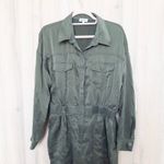 LilySilk Womens Silk Jumpsuit Size L Green Utility Chic Minimalist Quiet Luxury Size L Photo 1