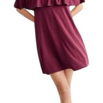 Rue 21 Womens size large Off the shoulder easy maroon ruffle mini dress new with tags Photo 0