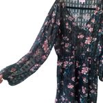 Devlin  Black Floral Alexis‎ Sheer Dress in Midnight Lotus Size Medium Photo 5