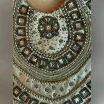 Silver and white beaded/sequined slouchy hobo style tote bag Photo 1