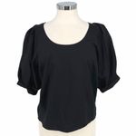 Madewell  Black Puff Sleeve Scoop Neck Top Size Small NWT Photo 0