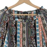 Melissa Paige Top Womens S Multicolor Wide Sleeve Flowy Pleated Boho 70s Hippie Photo 3