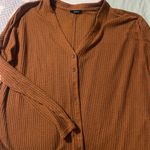 Waffle Knit Sweaterish Button Up Orange Size L Photo 0