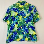 Chico's  Women’s Floral Watercolor Linen Top Short Sleeve Blue Green Size 1 Photo 5