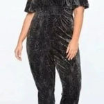 Eloquii  Leopard Cheetah Velour Velvet Gray V-Neck Jumpsuit Party Cocktail Sz 16 Photo 0