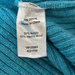 Coldwater Creek ‎ Shawl Cardigan Sweater Size M 10-12 Blue Merino Wool Blend Photo 4
