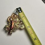 Cardinal Red Bird With Sunflowers & Birdhouse Gold Tone Enamel Brooch Pin Photo 4