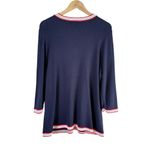 Talbots Textured Tipped Cotton Cardigan in Navy Blue Pearl Buttons Detail, 1X Photo 9