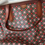 Fossil  Sydney Tote Geometric print/leather trim. Green, pink,red and dust bag Photo 1