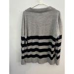Talbots  Pure Merino Wool Johnny Sweater Gray Black Striped Collar Womens XL Photo 3